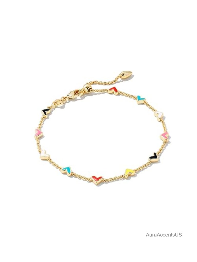 Gold Plated Heart Chain Bracelet With Lobster Clasp